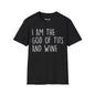 Revotees Graphic I Am the God of Tits and Wine Funny Slogan for Wine Lovers Bachelorette Gifts T-Shirt