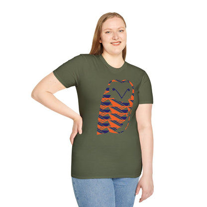 Owl Pattern T-Shirt — Geometric Orange & Navy Cute Owl Graphic Tee