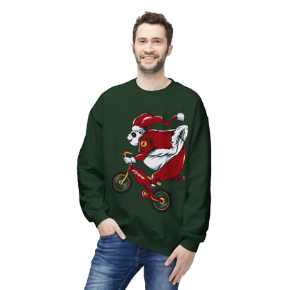 Santa Bear BMX Sweatshirt — Funny Christmas Cycling Holiday Crewneck