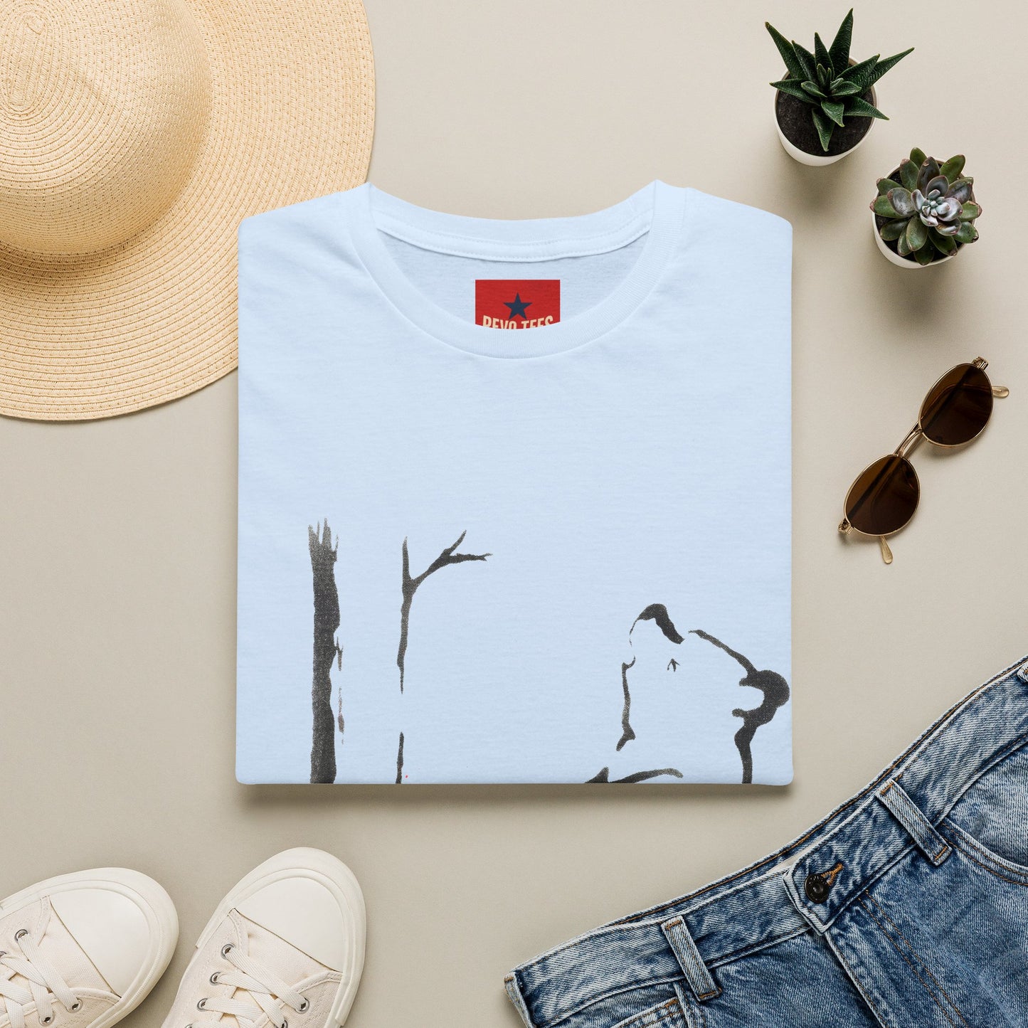 Bear & Tree Minimalist Graphic T-Shirt
