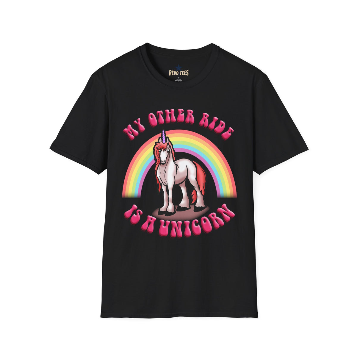 Revotees Unicorn Rainbow My Other Ride Is a Unicorn Retro Graphic T-Shirt - alternate view 3