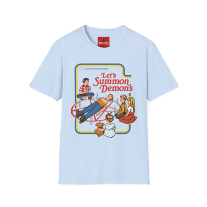 Let’s Summon Demons T‑Shirt — Retro Kids’ Activity Parody Tee
