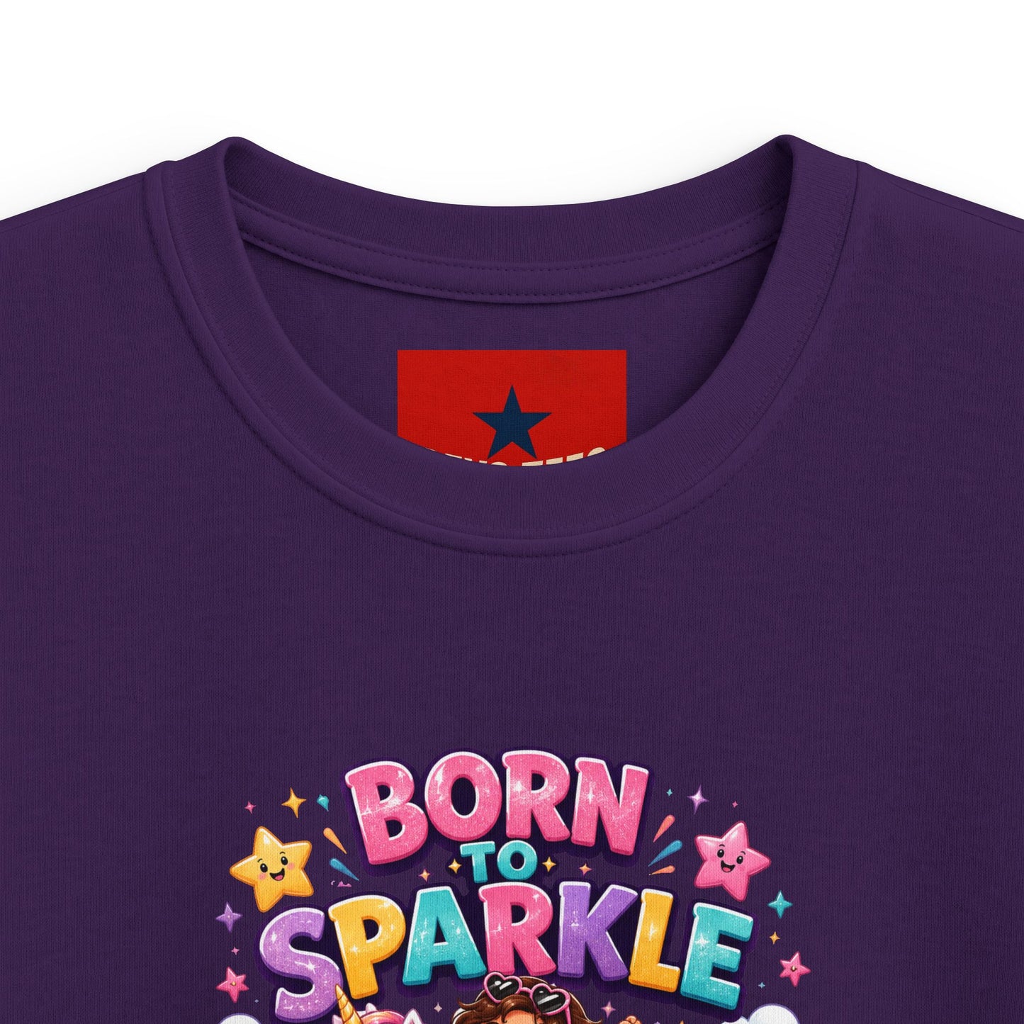 Kids Tee — "Born to Sparkle" Rainbow Unicorn Girl Shirt