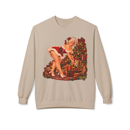 REVOTEES Bend over and give a present - Vintage Pin-Up Christmas Sweatshirt