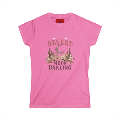 Desert Moon Darling Tee — Women's Boho Moon & Cactus Graphic T-Shirt