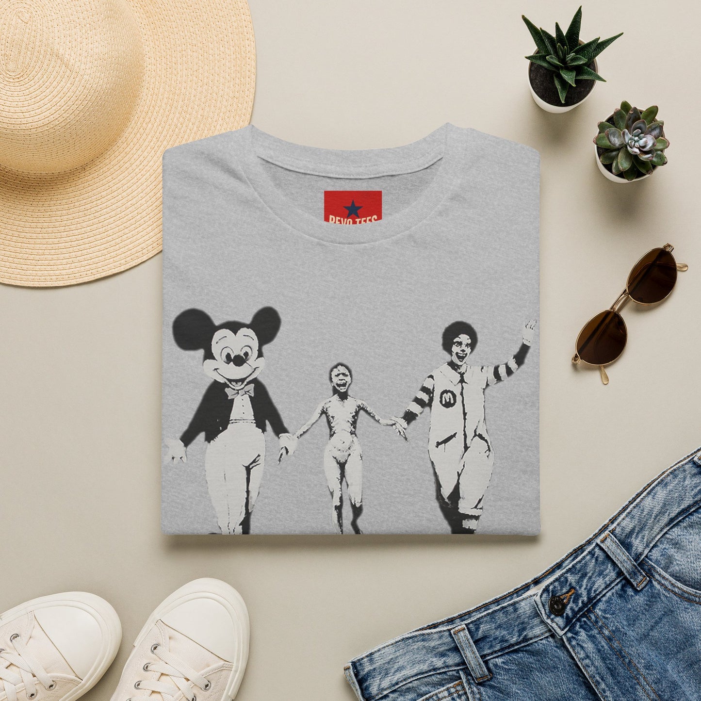 Banksy Graphic T-Shirt — Retro Satirical Parade Design