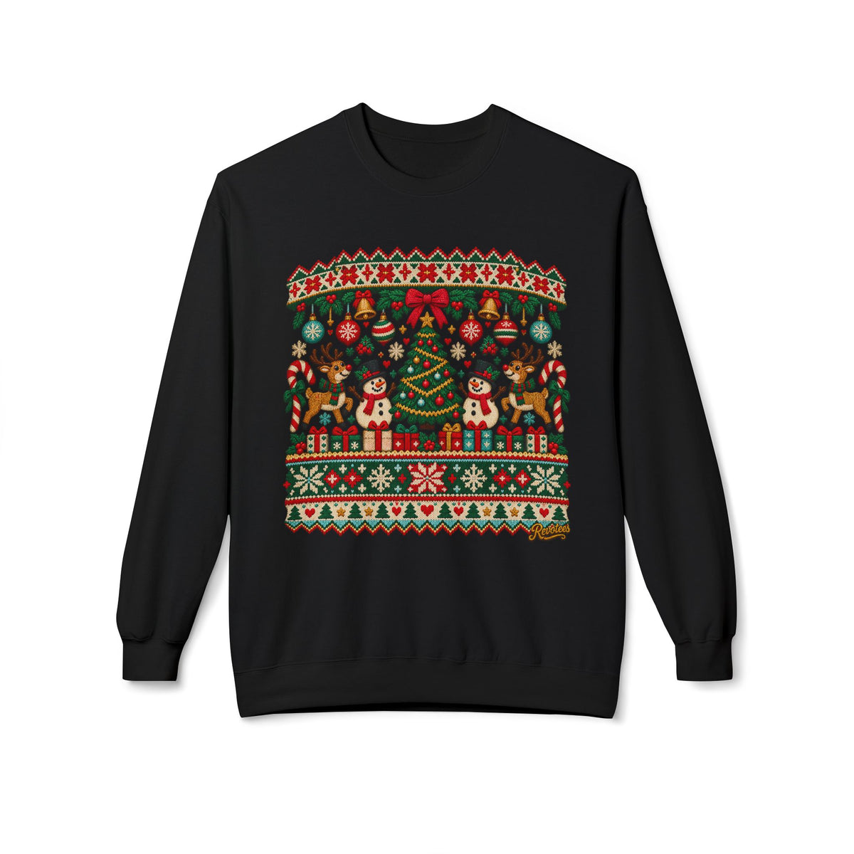 REVOTEES Christmas Tree Holiday Ugly Sweater Crewneck Sweatshirt