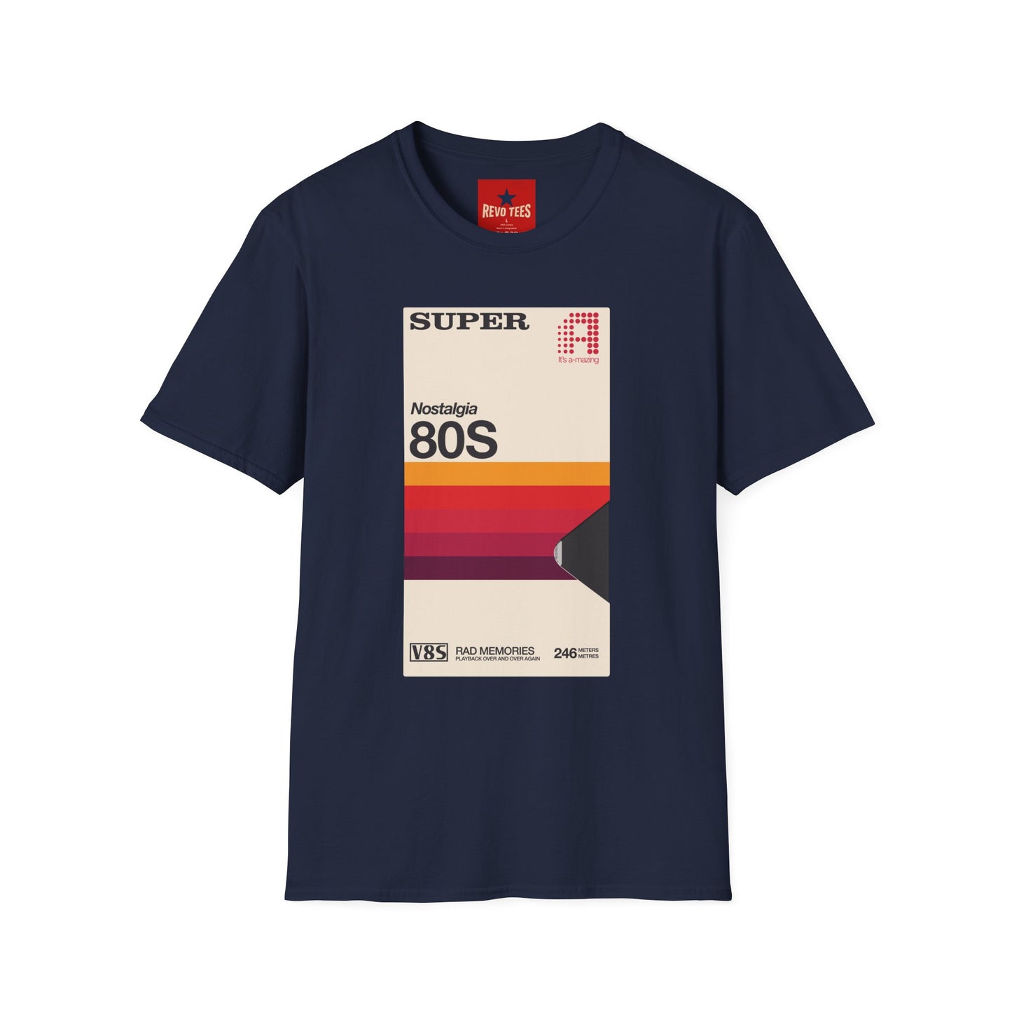 80s Nostalgia T‑Shirt — Retro Sunset Graphic Tee ("Super A" Cassette Style)