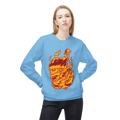 Flaming Santa Skull Redneck - I mean Crewneck Sweatshirt