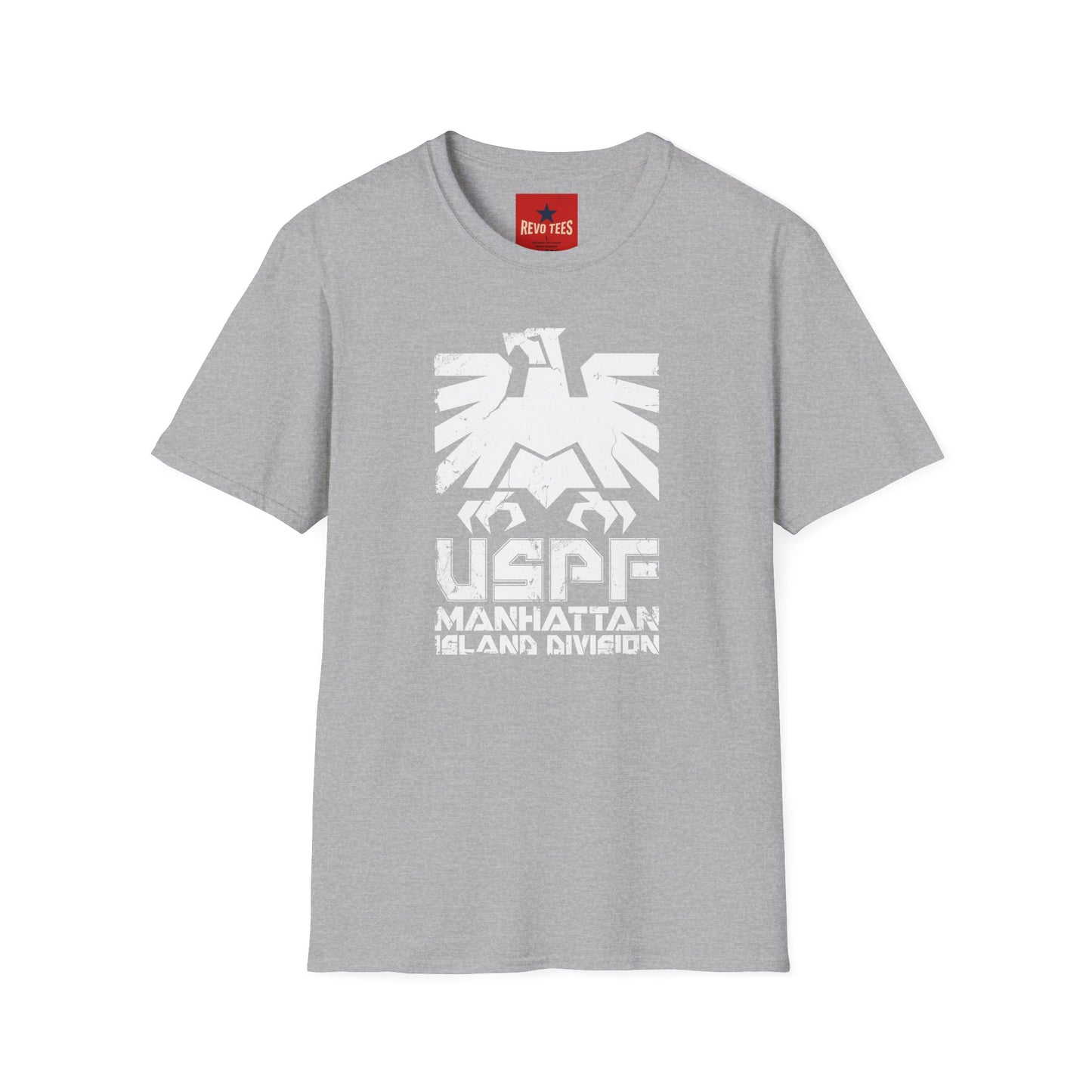 T-Shirt — Bold Distressed Eagle "USPF Manhattan Island Division" Graphic