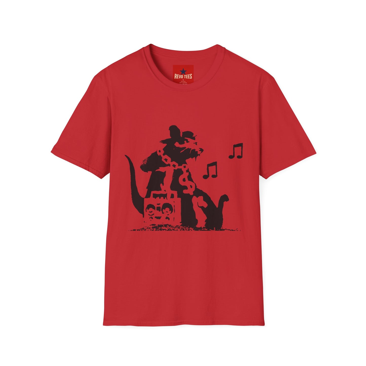 Music Cat T-Shirt — Black Silhouette Singing Rat Graphic Tee