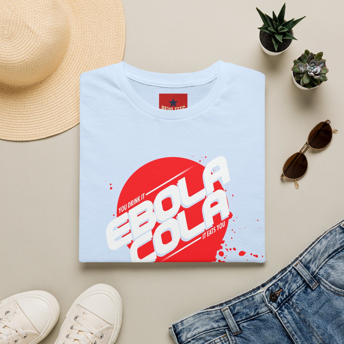Ebola Cola Graphic T-Shirt – Retro Logo & Distressed Splash Design