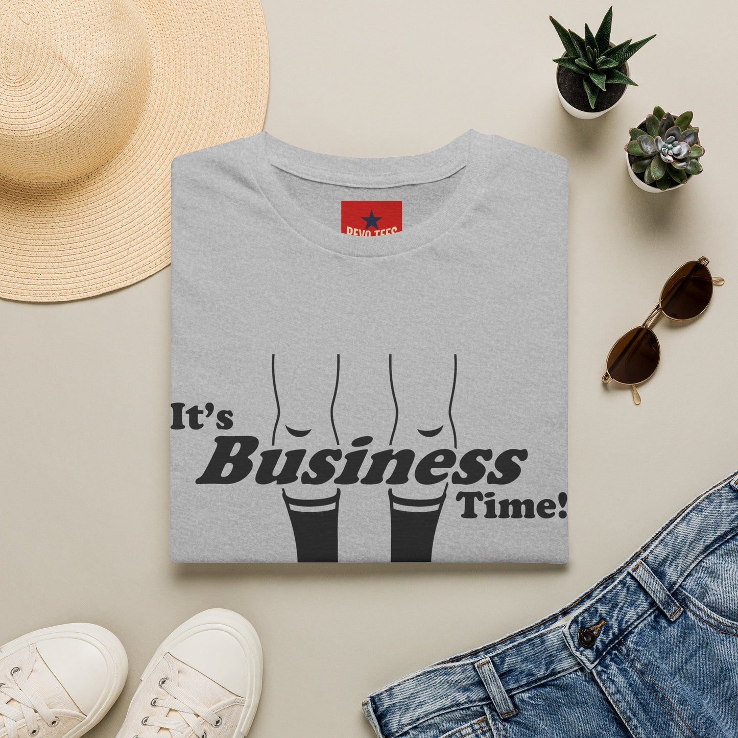 It's Business Time T-Shirt — Funny Retro Socks Graphic Tee for Work-From-Home & Casual Wear