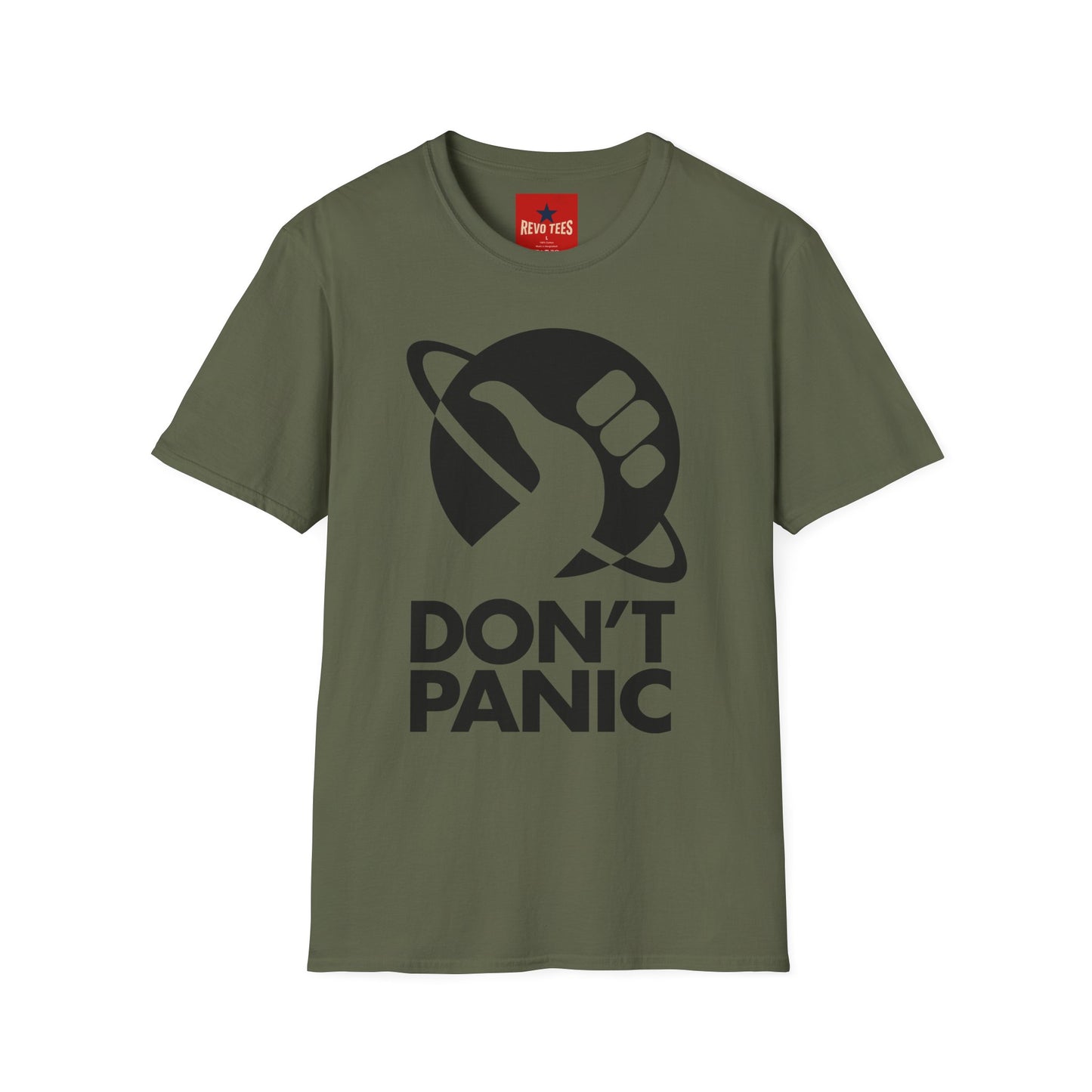 T-Shirt — "Don't Panic" Galactic Thumb Logo Tee
