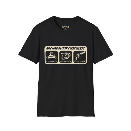 Revotees Archaeology Checklist Fedora Bullwhip Revolver Graphic T-Shirt - alternate view 2
