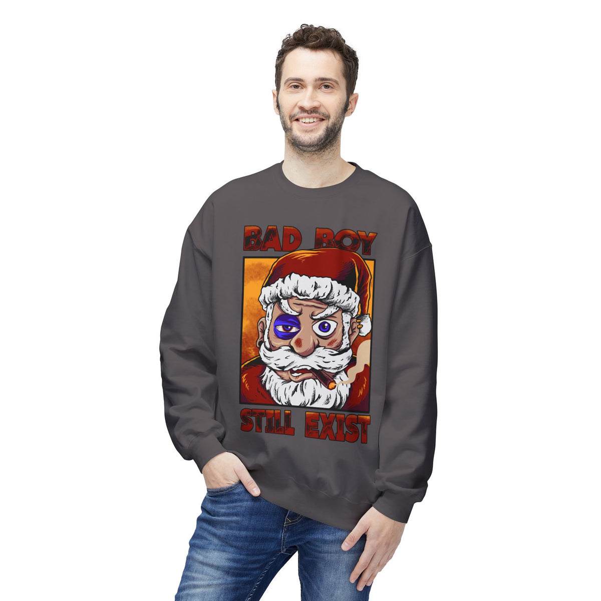Bad Boy Santa — 'Bad Boy Still Exist' Christmas Crewneck Sweatshirt