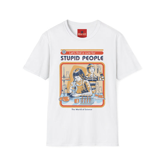 Revotees Retro Science Lets Find a Cure for Stupid People Graphic T-Shirt - alternate view 2