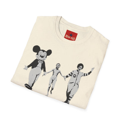 Banksy Graphic T-Shirt — Retro Satirical Parade Design