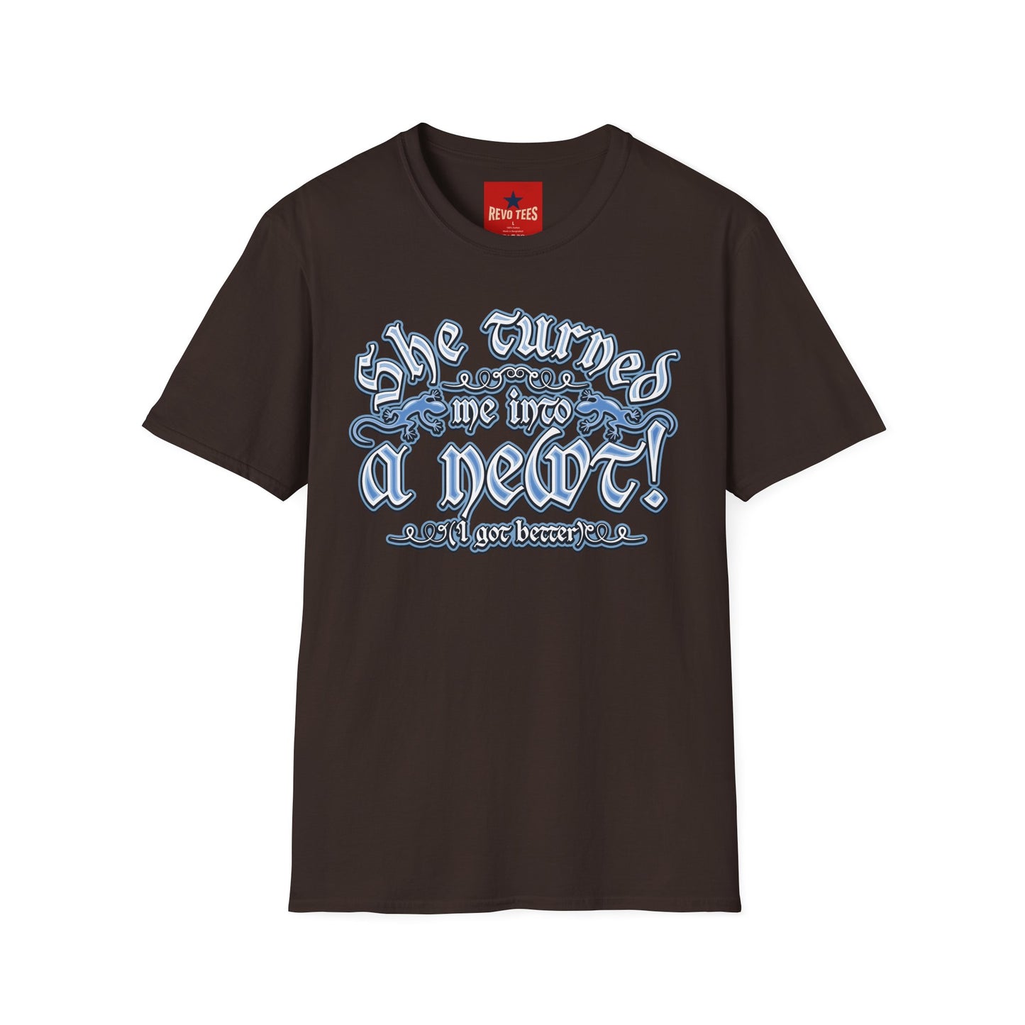 T-Shirt — “She Turned Me Into a Newt!” Vintage Witchy Graphic Tee