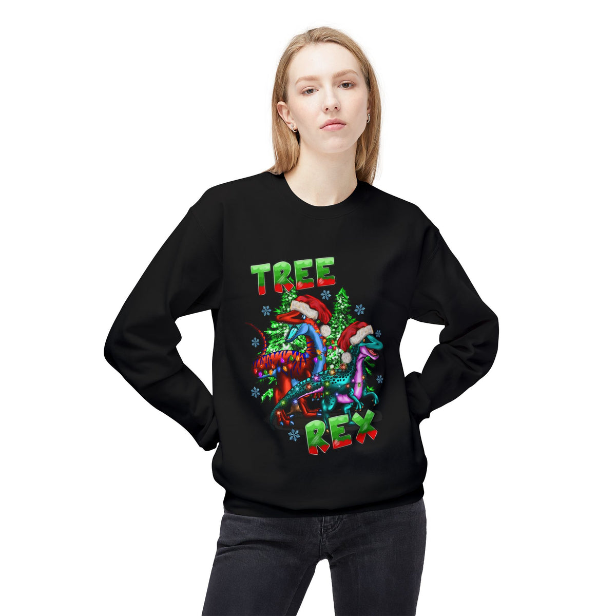 Tree Rex Christmas — Festive Dinosaur Holiday CrewneckSweatshirt