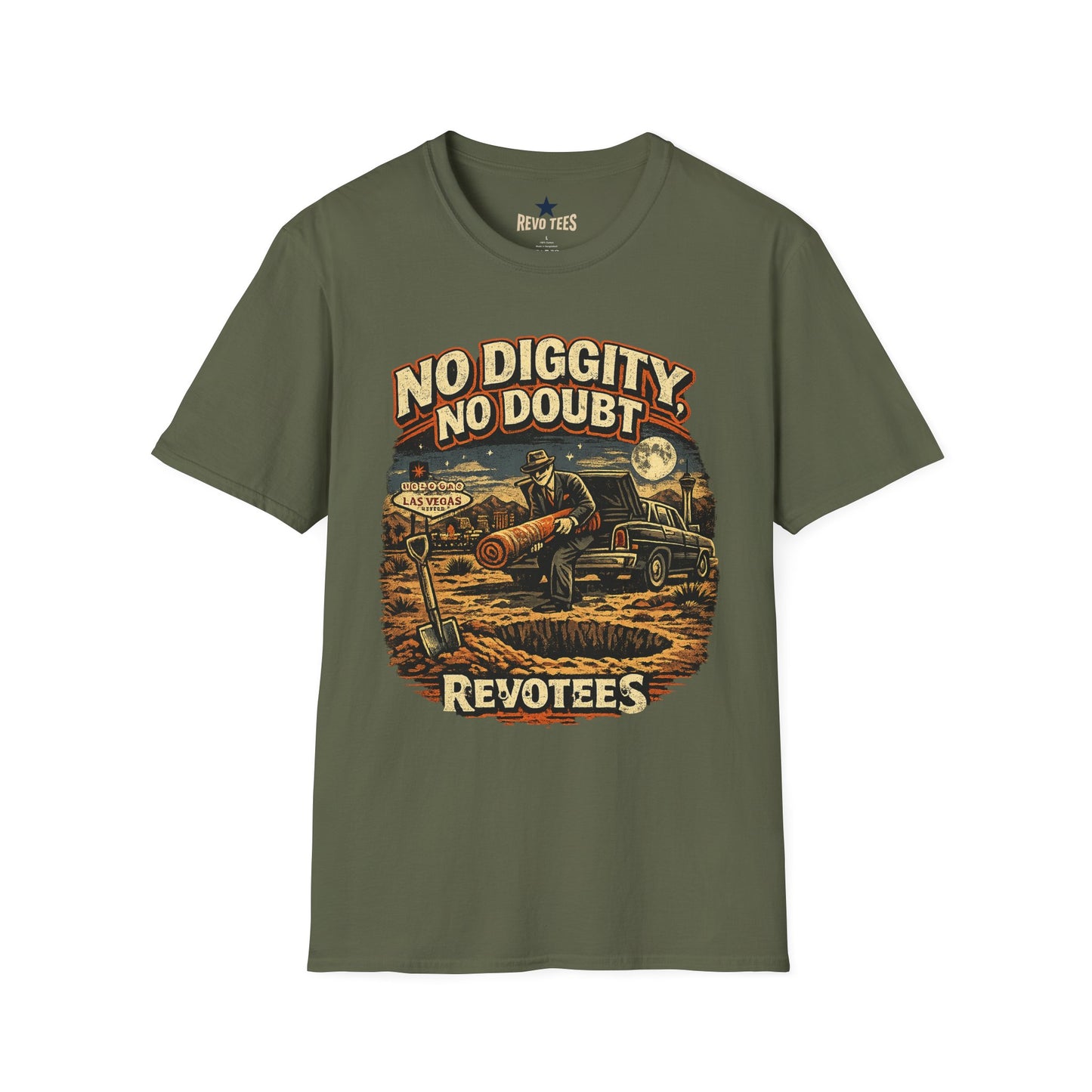 REVOTEES No Diggity No Doubt Retro Graphic Tee — Vintage Vegas Nightshirt Design