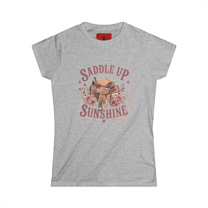 Saddle Up Sunshine Women's Tee — Cowgirl Saddle Graphic Tee