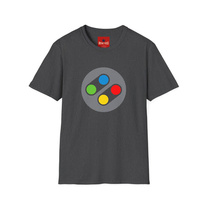 Retro Game Controller T‑Shirt — Colorful SNES Style Logo Tee