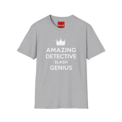 Amazing Detective Slash Genius T-Shirt — Funny Crown Graphic Tee for Sleuths & Gift Giving