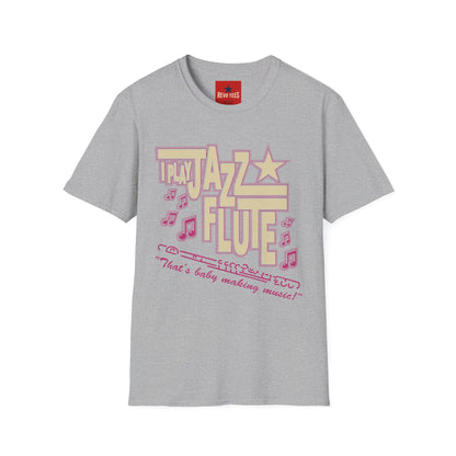 Jazz Flute Graphic Tee — Retro Musical Notes Shirt for Players & Fans