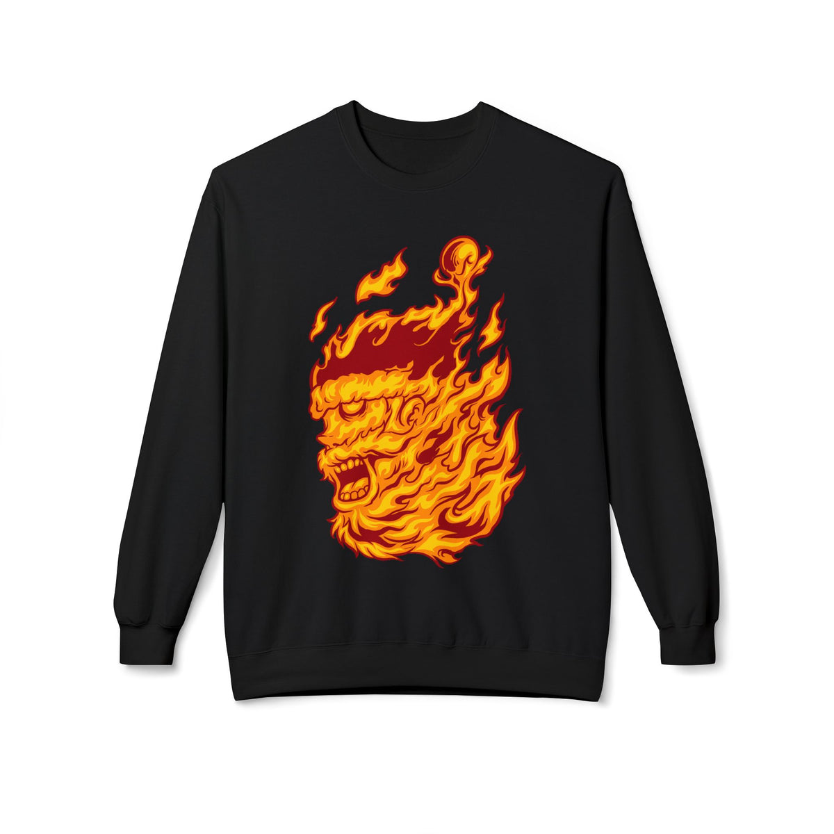 Flaming Santa Skull Redneck - I mean Crewneck Sweatshirt