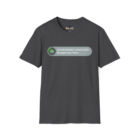 Revotees Achievement Unlocked Banged Your Mom Gamer Humor T-Shirt - alternate view 2