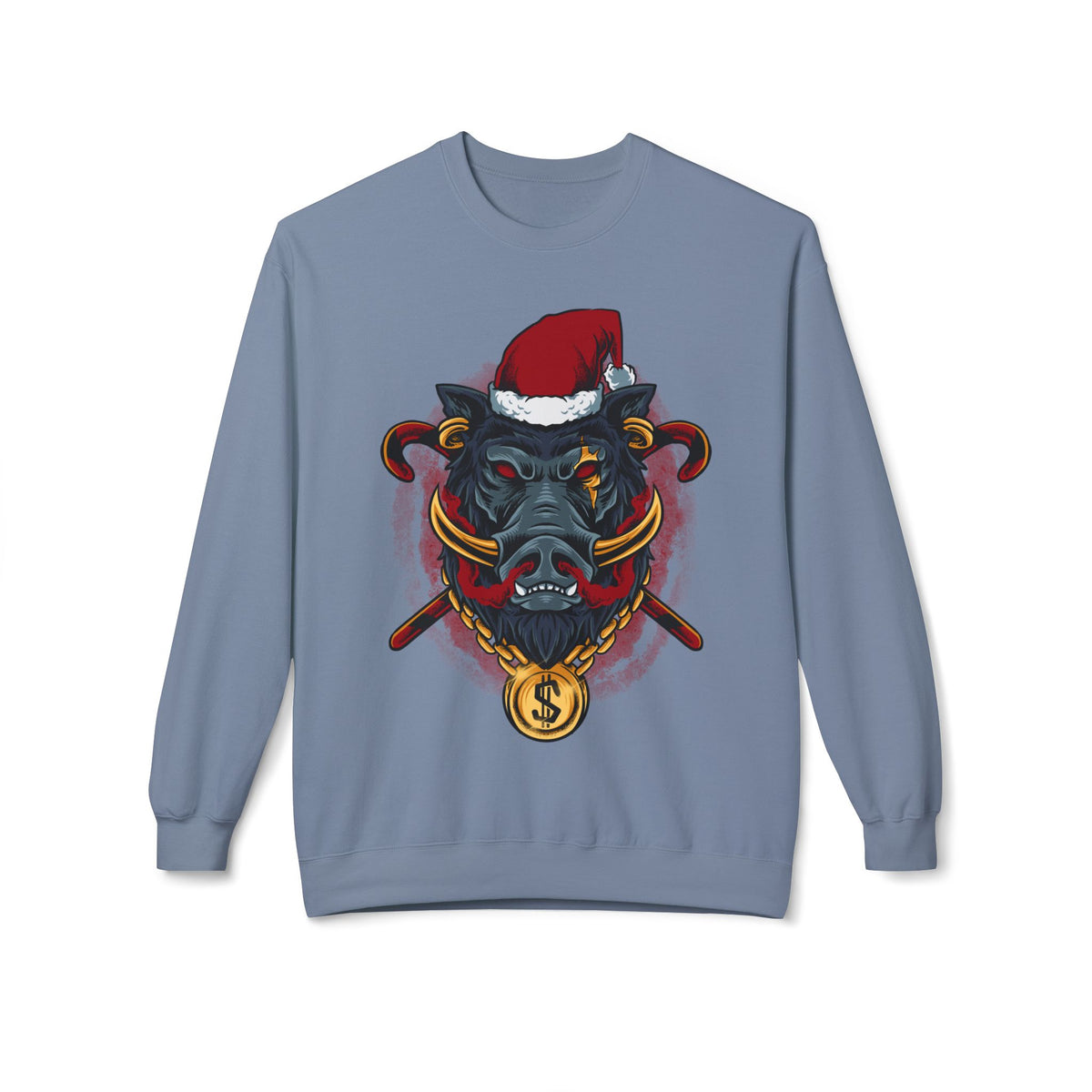 Boar Head Santa — Ugly Holiday Crewneck Sweater