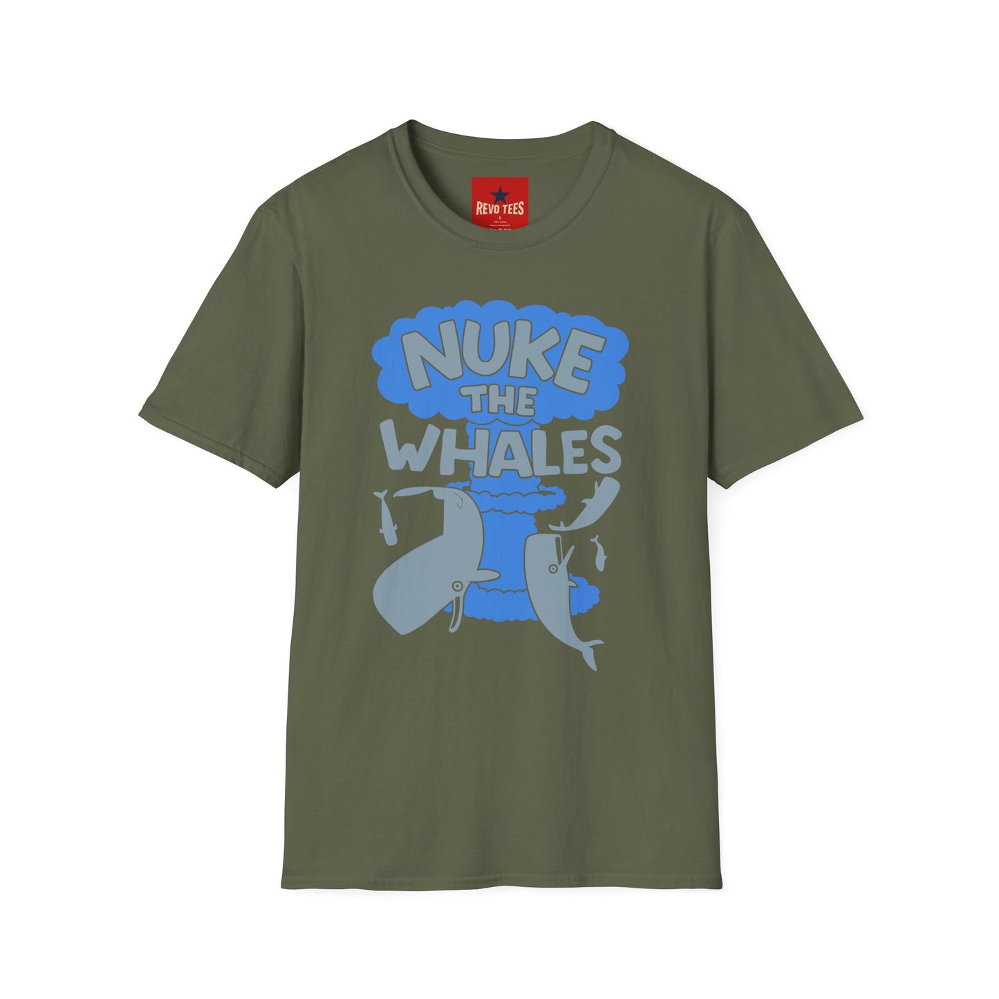 T-Shirt — 'Nuke the Whales' Satirical Graphic Tee (Funny Retro Ocean Design)