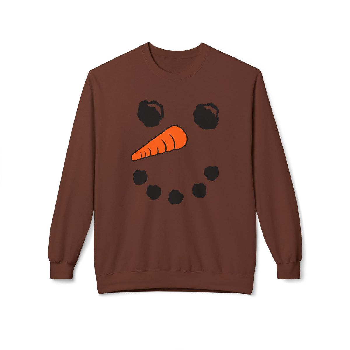 Snowman Face Crewneck Sweatshirt — Cute Winter Holiday Pullover