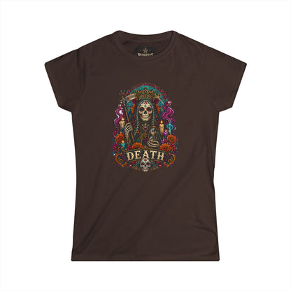 Day of the Dead "Death" Skull Tee — Women's Gothic Floral Graphic Shirt