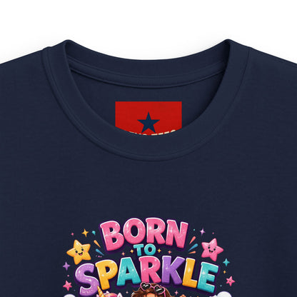 Kids Tee — "Born to Sparkle" Rainbow Unicorn Girl Shirt