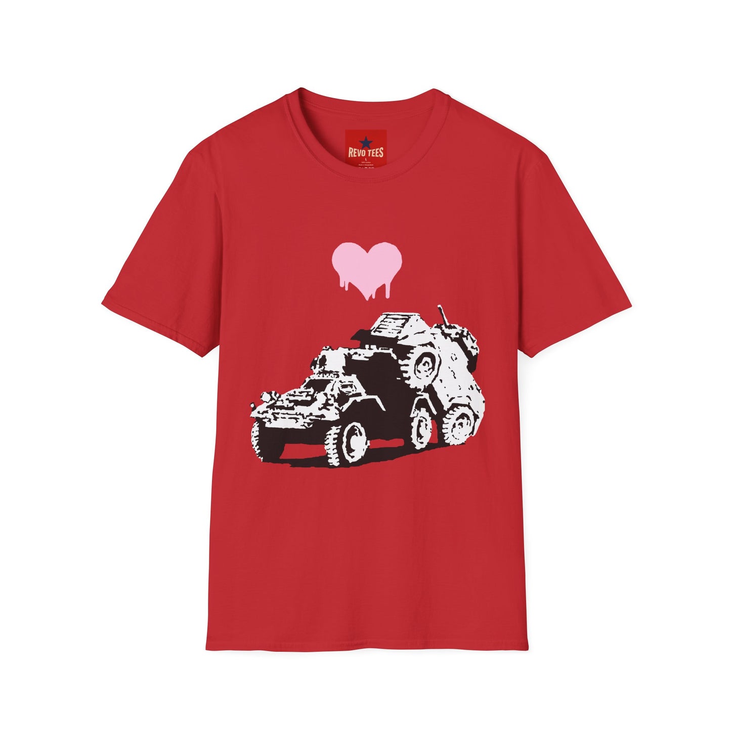 Banksy T-Shirt — Pink Drip Heart with Tank Graffiti Tee