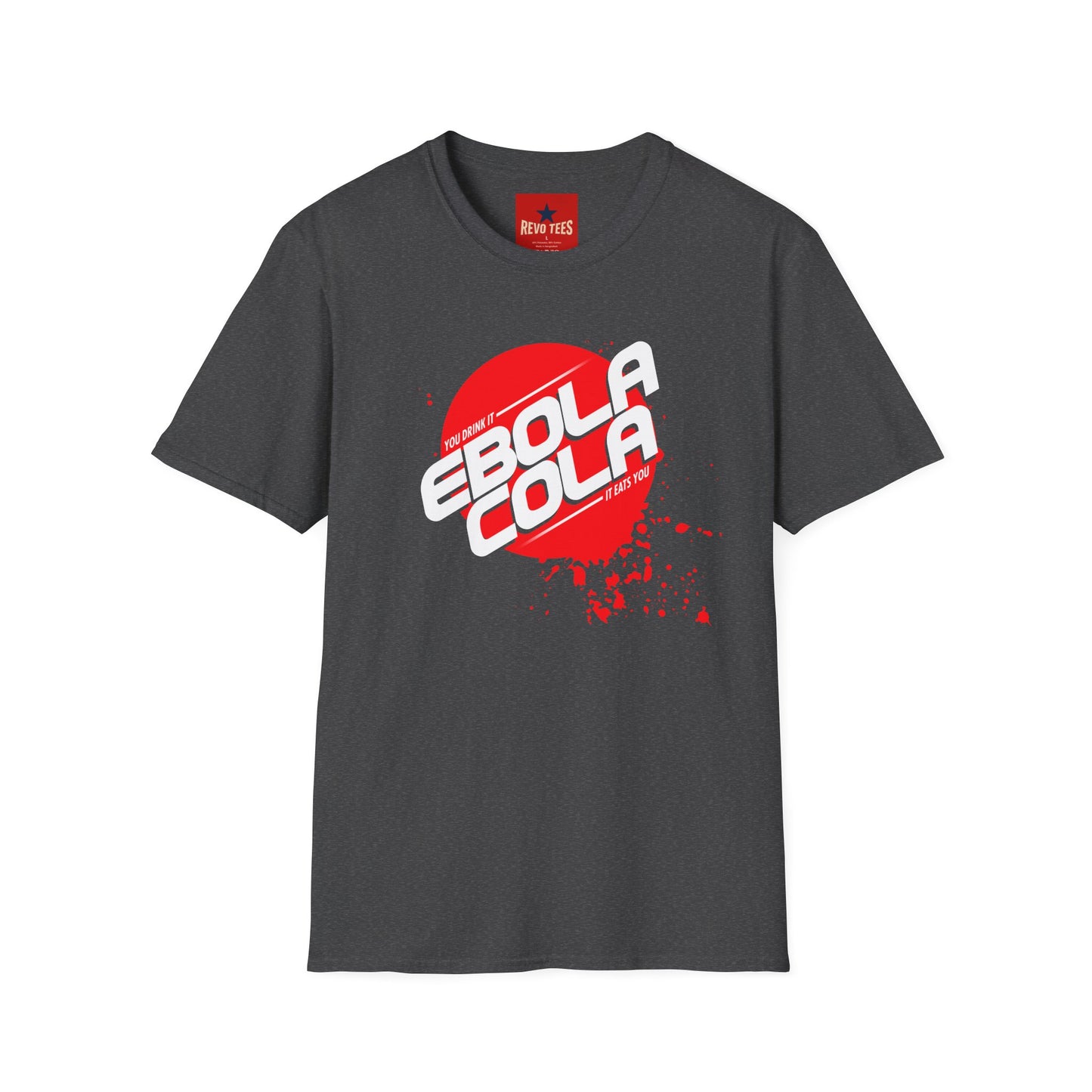 Ebola Cola Graphic T-Shirt – Retro Logo & Distressed Splash Design