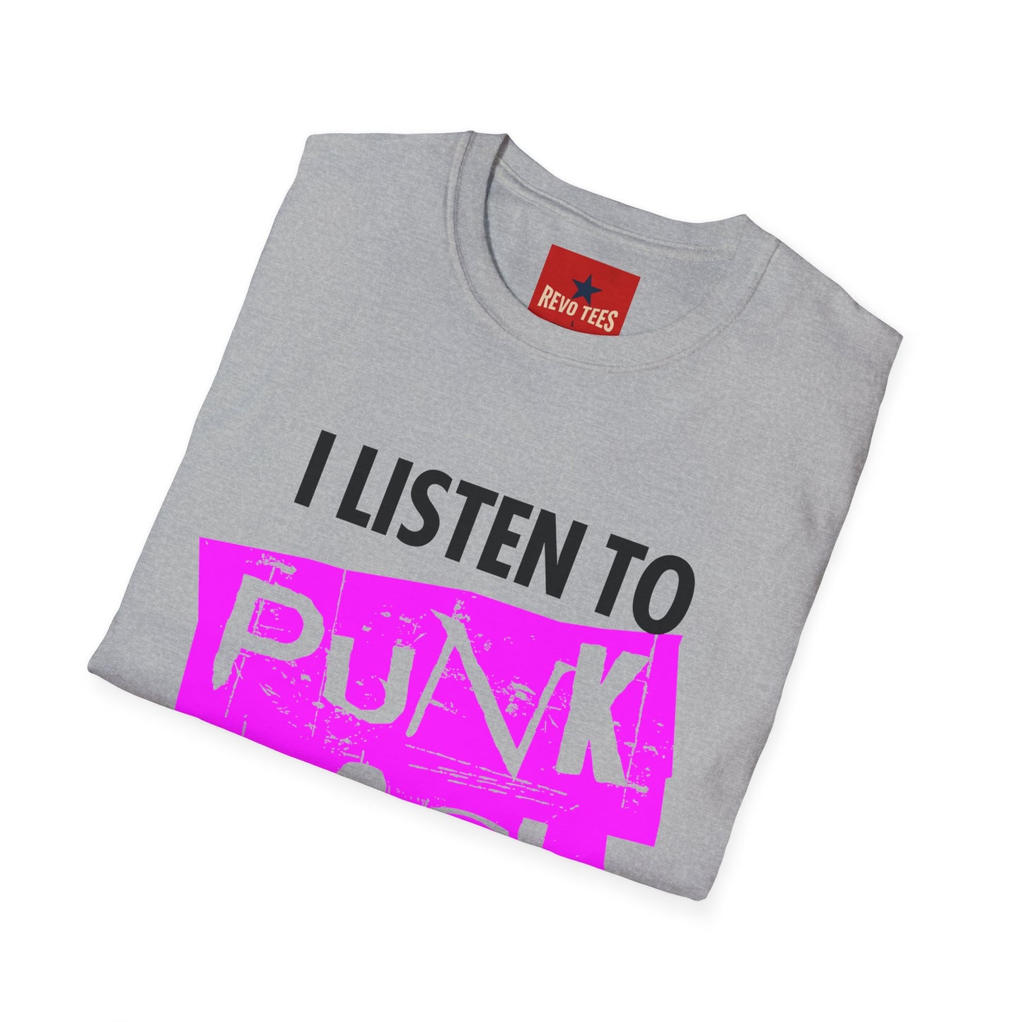 I Listen to Punk Rock With Daddy T-Shirt — Neon Pink Punk Rock Tee