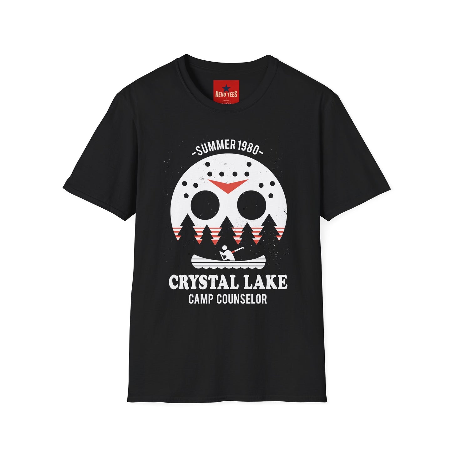 Crystal Lake Camp Counselor T-Shirt — Summer 1980 Horror Mask Design