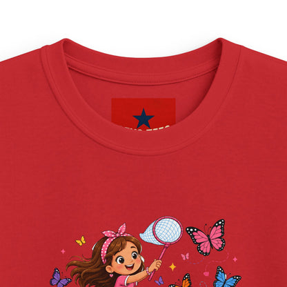 Kids Tee — "Little Butterfly Chaser" Cute Girl Butterfly Catcher Shirt