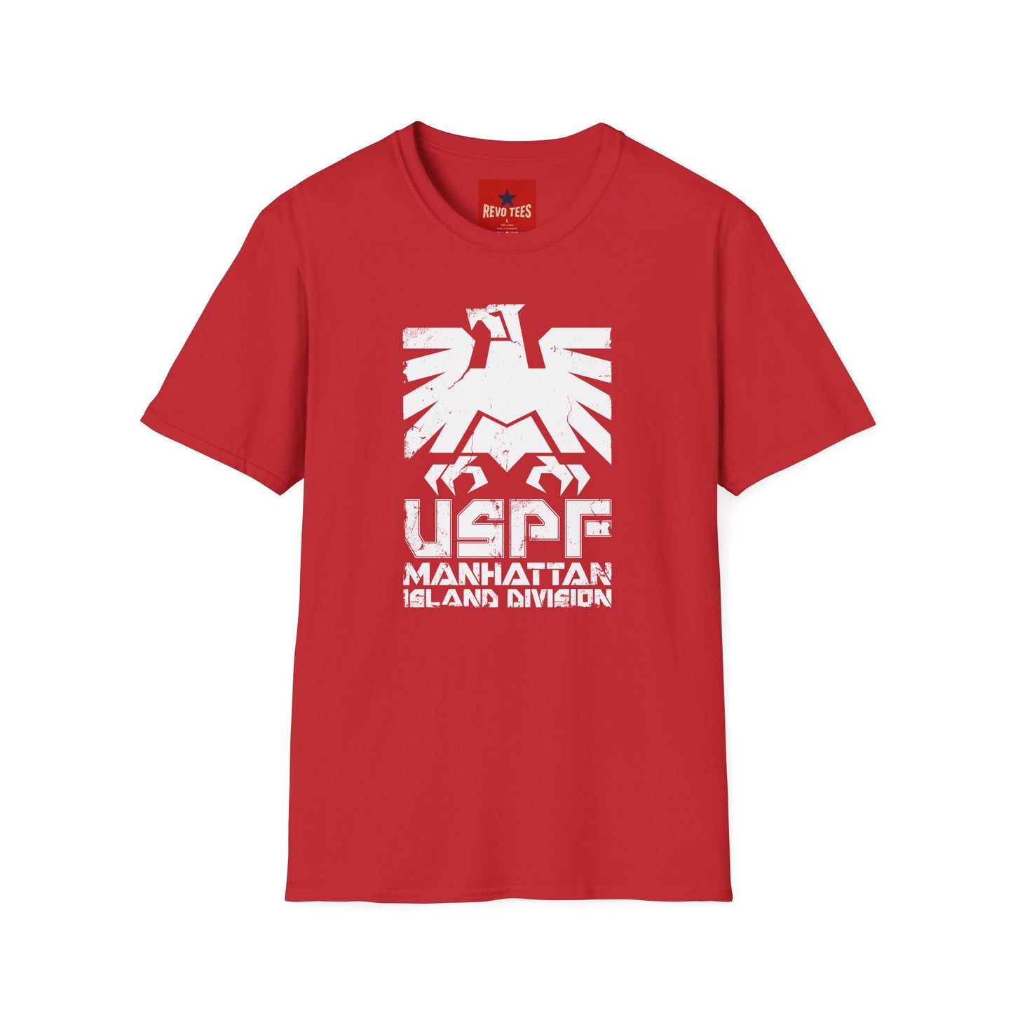 T-Shirt — Bold Distressed Eagle "USPF Manhattan Island Division" Graphic
