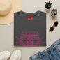Retro Boombox Tee — Pink Line Art Vintage Radio Graphic T-Shirt