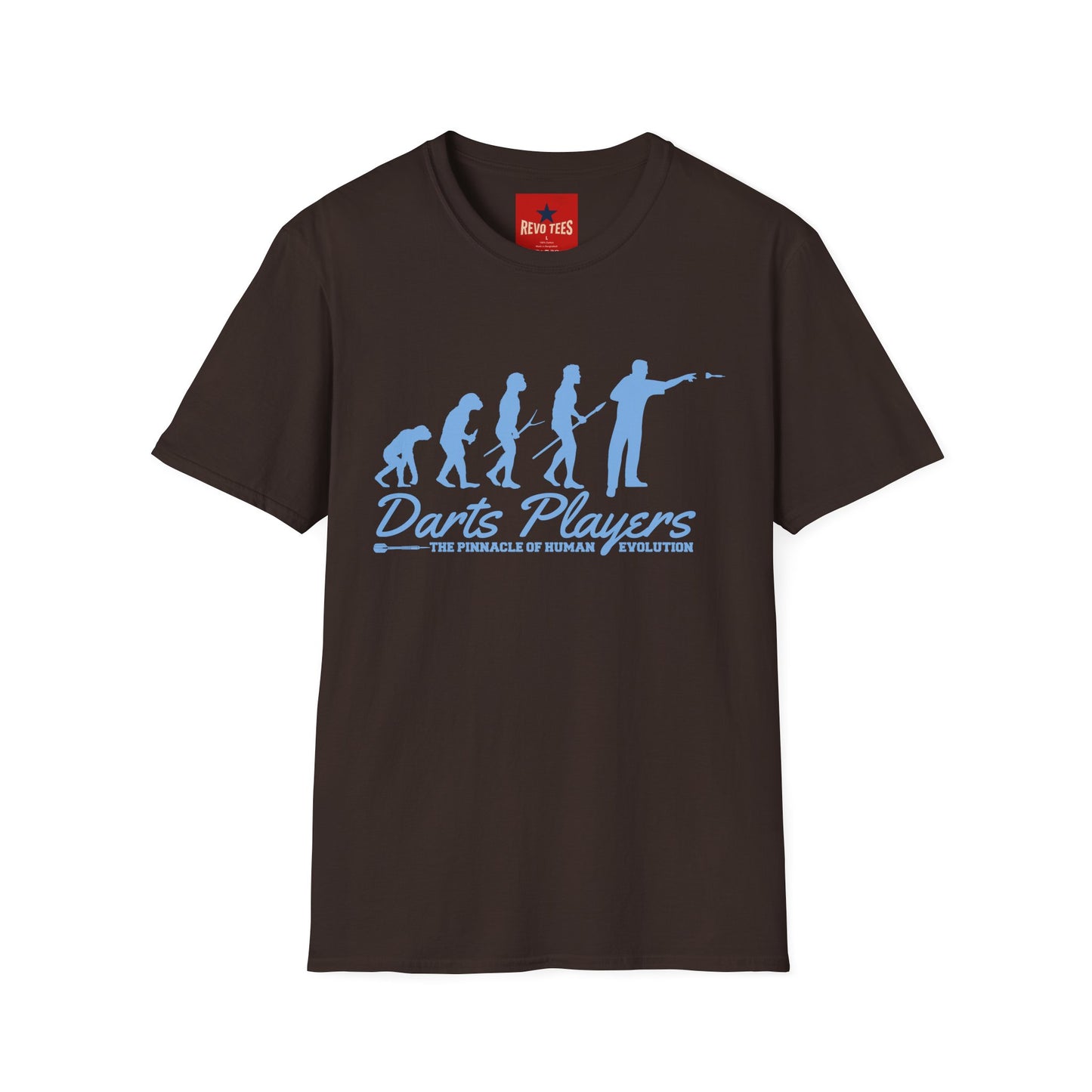 Darts Players Evolution T-Shirt — Funny Darting Evolution Graphic Tee for Players & Fans