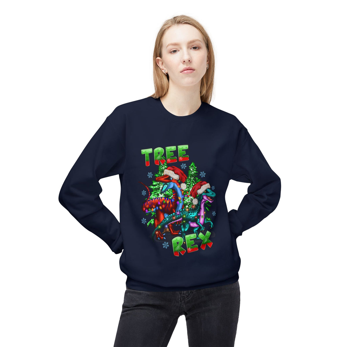 Tree Rex Christmas — Festive Dinosaur Holiday CrewneckSweatshirt