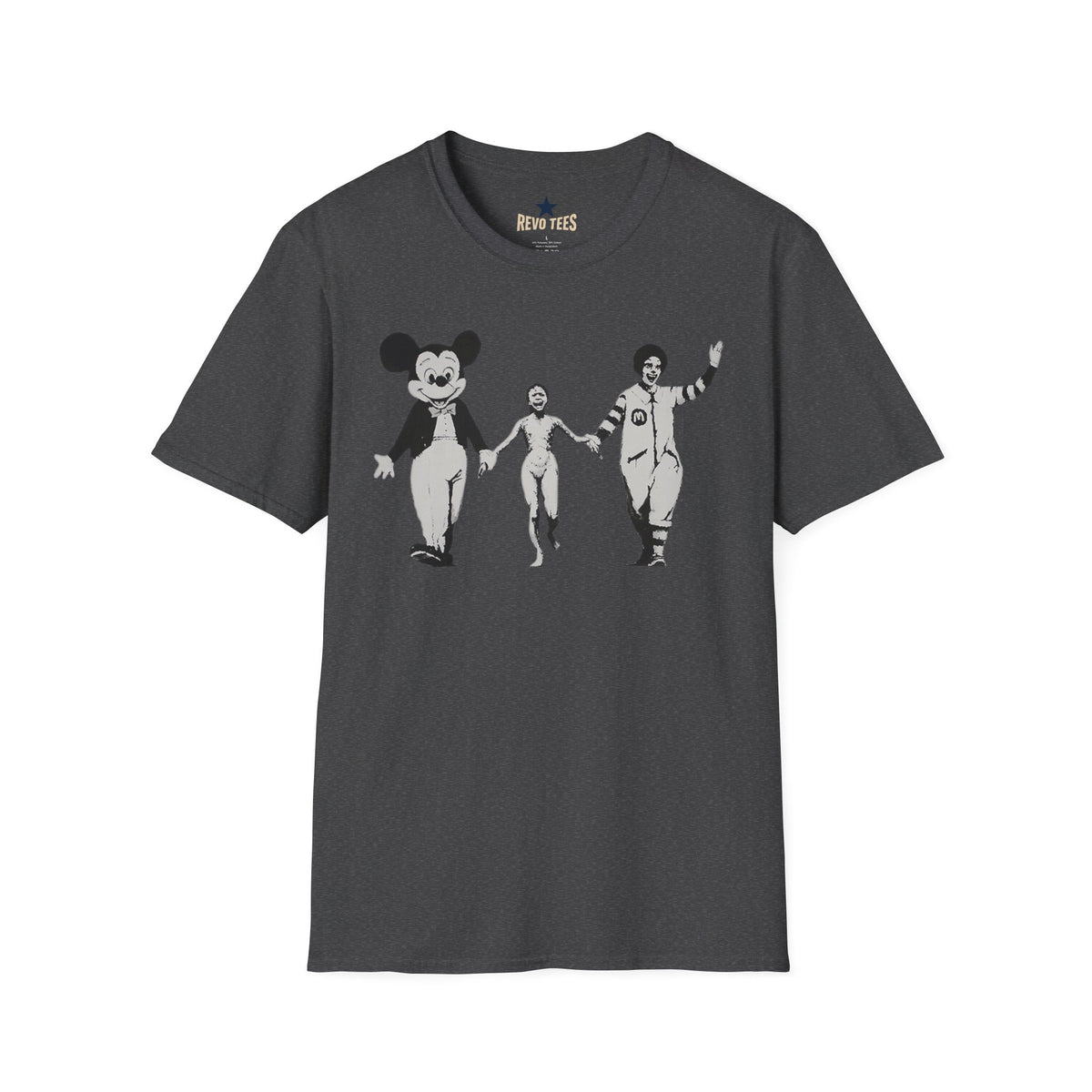 Revotees Banksy Graphic Retro Satirical Parade Design T-Shirt