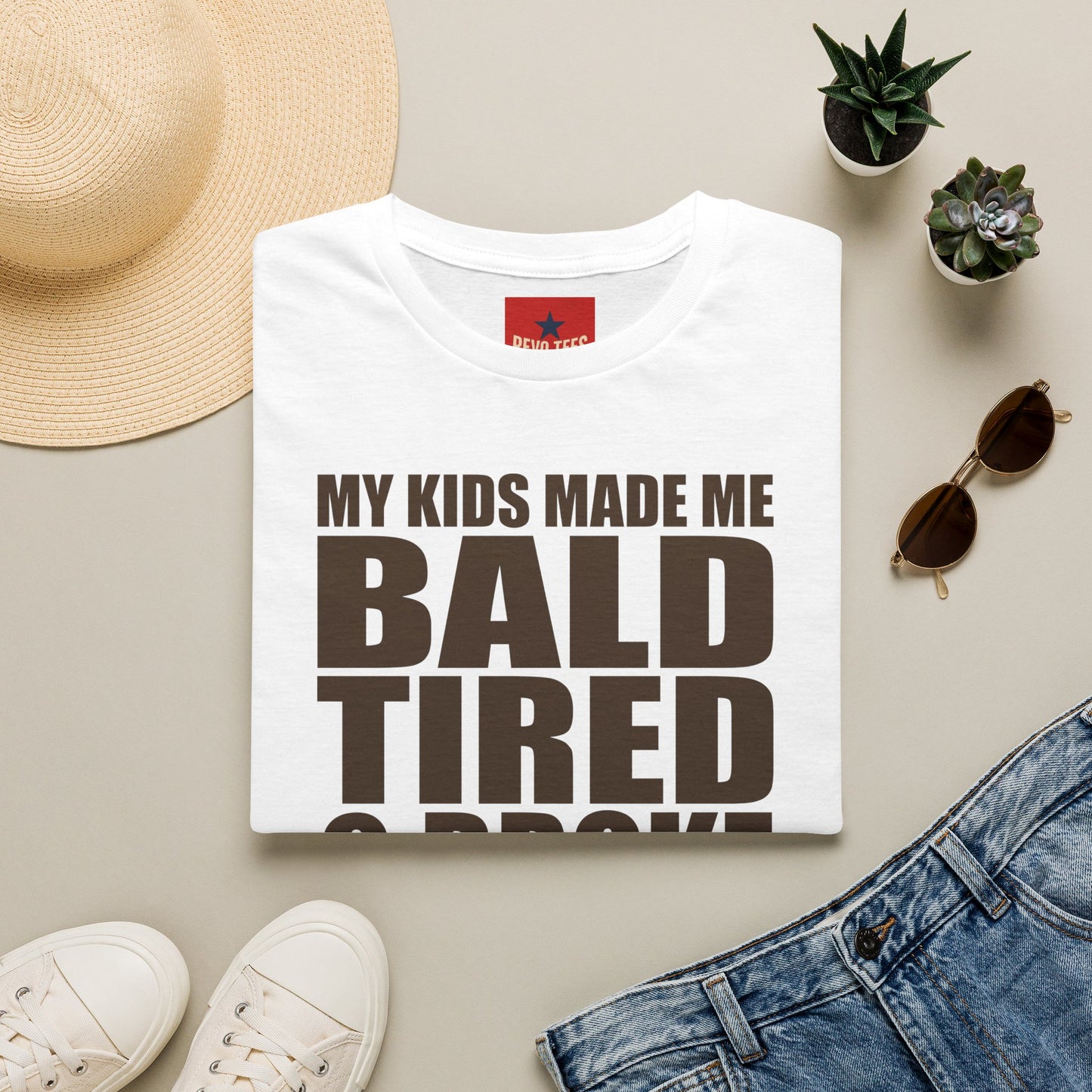 Bald, Tired & Broke T-Shirt — Funny Mom/Dad Parenting Tee