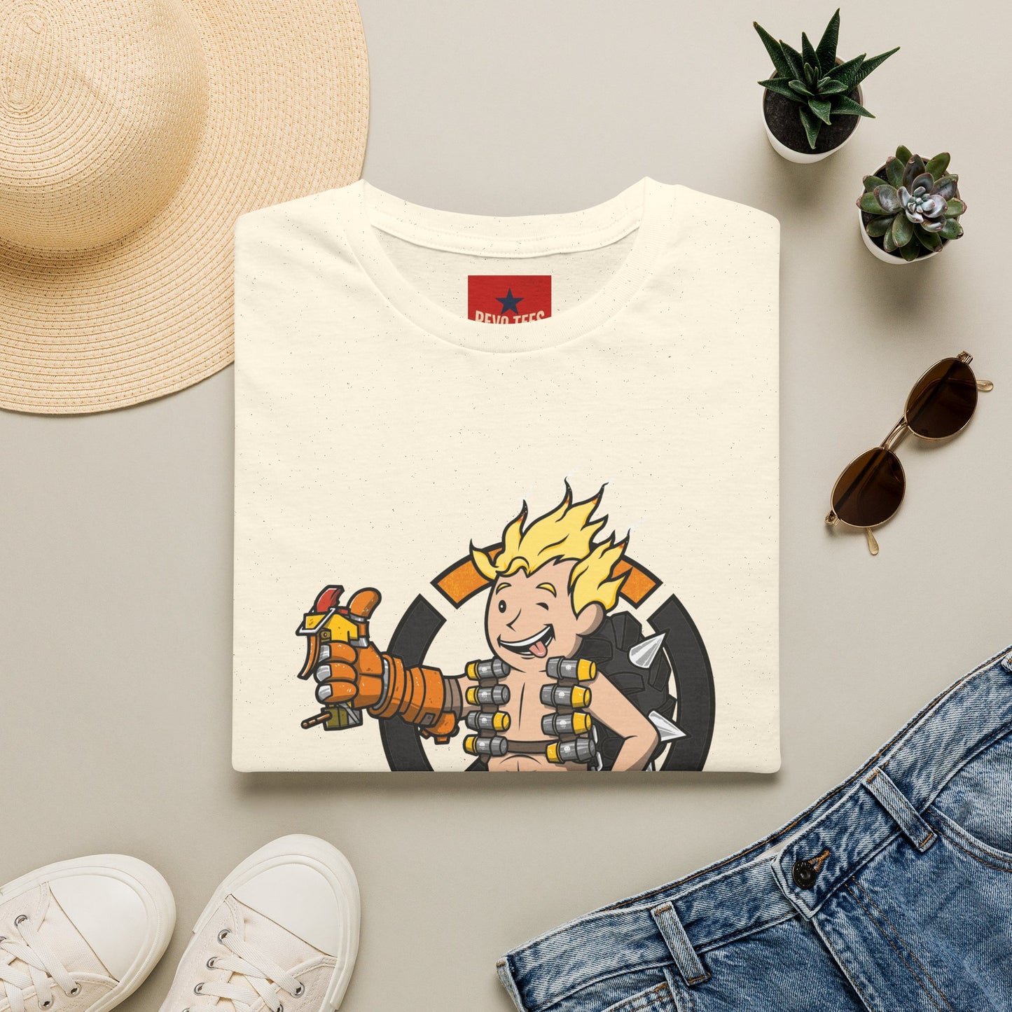 Junkrat-Inspired Gamer Tee — Cartoon Explosive Hero Graphic T-Shirt