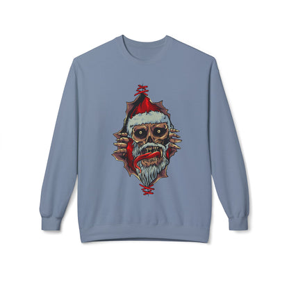 Skull Santa Crewneck Sweatshirt — Horror Christmas Graphic