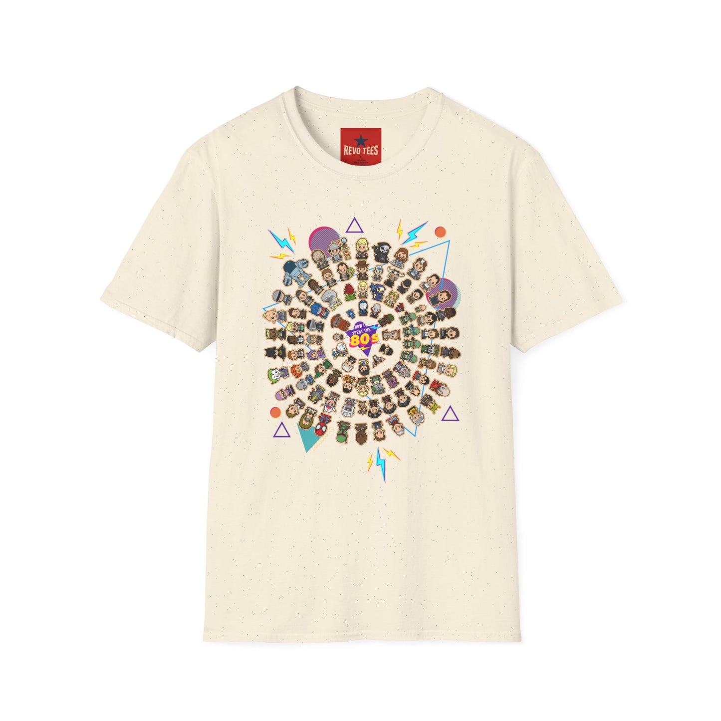Retro Character Spiral T-Shirt — 80s Cartoon Cast Design